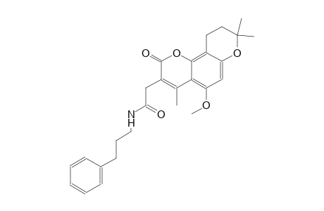 2-(5-methoxy-4,8,8-trimethyl-2-oxo-2,8,9,10-tetrahydropyrano[2,3-f]chromen-3-yl)-N-(3-phenylpropyl)acetamide
