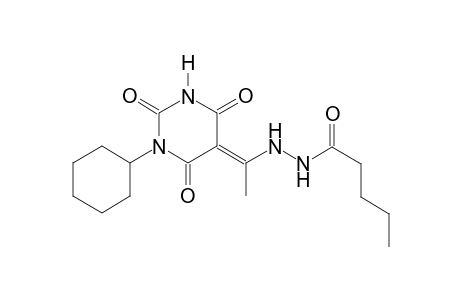 N'-[(1E)-1-(1-cyclohexyl-2,4,6-trioxotetrahydro-5(2H)-pyrimidinylidene)ethyl]pentanohydrazide