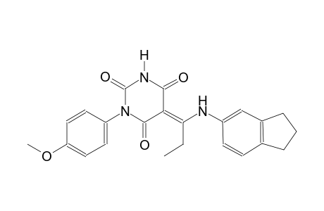 (5E)-5-[1-(2,3-dihydro-1H-inden-5-ylamino)propylidene]-1-(4-methoxyphenyl)-2,4,6(1H,3H,5H)-pyrimidinetrione