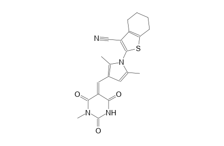 2-{2,5-dimethyl-3-[(E)-(1-methyl-2,4,6-trioxotetrahydro-5(2H)-pyrimidinylidene)methyl]-1H-pyrrol-1-yl}-4,5,6,7-tetrahydro-1-benzothiophene-3-carbonitrile