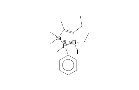 4,5-Diethyl-5-iodanyl-1,2,2,3-tetramethyl-1-phenyl-1-phosphonia-2-sila-5-boranuidacyclopent-3-ene