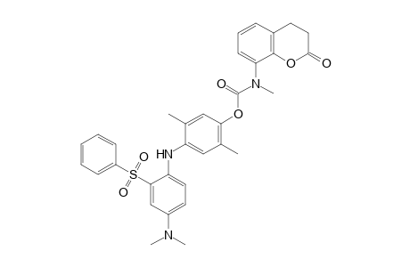 Carbamic acid, N-(3,4-dihydro-2-oxo-2H-1-benzopyran-8-yl)-N-methyl-, 4-[[4-(dimethylamino)-2-(phenylsulfonyl)phenyl]amino]-2,5-dimethylphenyl ester