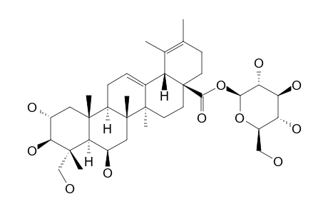 QUADRANOSIDE-VI;2-ALPHA,3-BETA,6-BETA,23-TETRAHYDROXY-URS-12,19-DIEN-28-OIC-ACID-28-O-BETA-D-GLUCOPYRANOSIDE