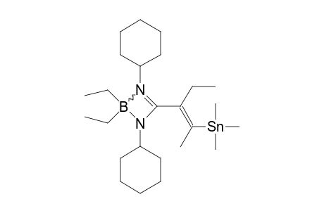 1,3-DICYCLOHEXYL-2,2-DIETHYL-4-(1-ETHYL-2-TRIMETHYLSTANNYLPROP-2-ENYL)-1-AZA-3-AZONIA-2-BORATACYCLOBUT-3-ENE
