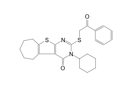 4H-cyclohepta[4,5]thieno[2,3-d]pyrimidin-4-one, 3-cyclohexyl-3,5,6,7,8,9-hexahydro-2-[(2-oxo-2-phenylethyl)thio]-