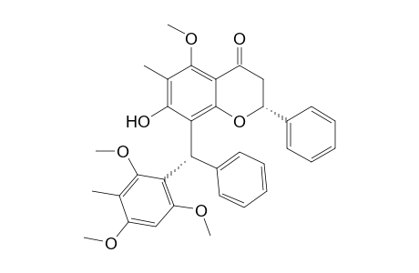 4H-1-Benzopyran-4-one, 2,3-dihydro-7-hydroxy-5-methoxy-6-methyl-2-phenyl-8-[phenyl(2,4,6-trimethoxy-3-methylphenyl)methyl]-, (R*,S*)-(.+-.)-