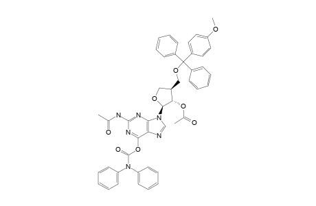 2-N-ACETYL-6-O-DIPHENYLCARBAMOYL-9-((1R,2R,3S)-TETRAHYDRO-2-ACETOXY-3-(((4-METHOXYPHENYL)-DIPHENYLMETHOXY)-METHYL)-1-FURANYL)-9H-GUANINE
