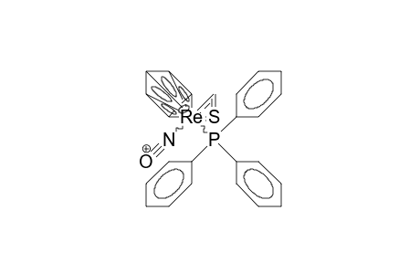 (/.eta.-5/-Cyclopentadienyl)-(/.eta.-2/-thioformyl)-nitroso-triphenylphosphino-rhenium cation