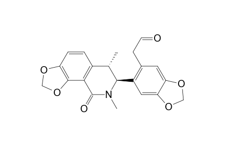 1,3-Benzodioxole-5-acetaldehyde, 6-(6,7,8,9-tetrahydro-6,8-dimethyl-9-oxo-1,3-dioxolo[4,5-h]isoquinolin-7-yl)-, trans-(.+-.)-