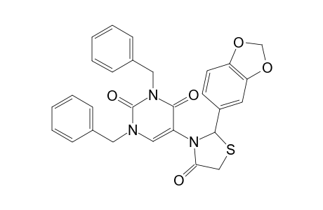5-(2-(Benzo[d][1,3]dioxol-5-yl)-4-oxothiazolidin-3-yl)-1,3-dibenzylpyrimidine-2,4(1H,3H)-dione