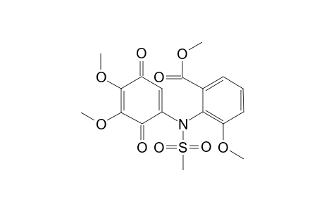N-Mesyl-5,6-dimethoxy-2-(6-methoxy-2-methoxtycarbonylanilino)-p-benzoquinone