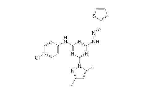 4-N-(4-chlorophenyl)-6-(3,5-dimethylpyrazol-1-yl)-2-N-[(E)-thiophen-2-ylmethylideneamino]-1,3,5-triazine-2,4-diamine