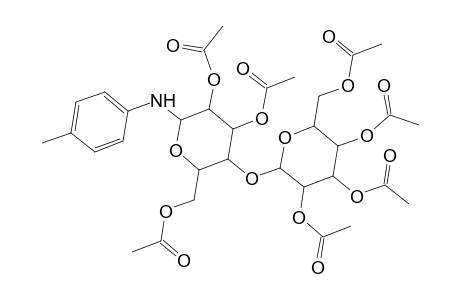 D-Glucopyranosylamine, N-(4-methylphenyl)-4-O-(2,3,4,6-tetra-O-acetyl-.beta.-D-galactopyranosyl)-, 2,3,6-triacetate