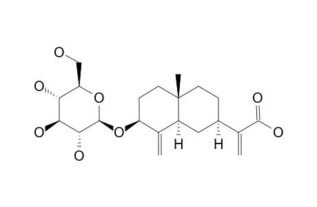 HIERAPOLITANIN-C;3-(S),5-(R),7-(R),10-(S)-3-HYDROXY-EUDESMA-4(15),11(13)-DIEN-12-OIC-ACID-3-O-BETA-D-GLUCOPYRANOSIDE