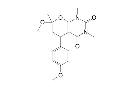 (5RS,7RS)-7-Methoxy-1,5,6,7-tetrahydro-5-(p-methoxyphenyl)-1,3,7-trimethyl-2H-pyrano[2,3-d]pyrimidine-2,4(3H)-dione