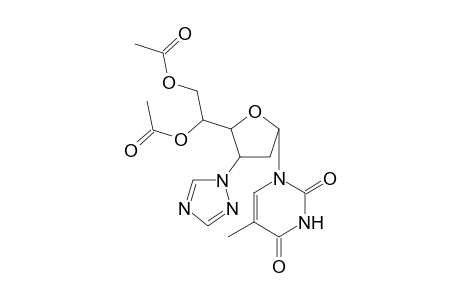 1-[5,6-Di-O-acetyl-2,3-dideoxy-3-(1,2,4-triazol-1-yl).alpha.,D-ribohexofuranosyl]thymine