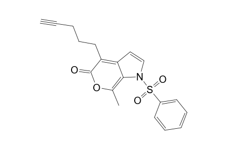 7-Methyl-4-(pent-1-yn-5-yl)-1-phenylsulfonylpyrano[3,4-b]pyrrol-5(1H)-one