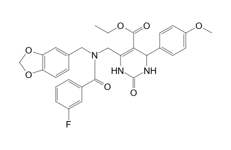 5-Pyrimidinecarboxylic acid, 4-[[(1,3-benzodioxol-5-ylmethyl)(3-fluorobenzoyl)amino]methyl]-1,2,3,6-tetrahydro-6-(4-methoxyphenyl)-2-oxo-, ethyl ester
