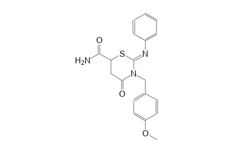 (2Z)-3-(4-methoxybenzyl)-4-oxo-2-(phenylimino)tetrahydro-2H-1,3-thiazine-6-carboxamide