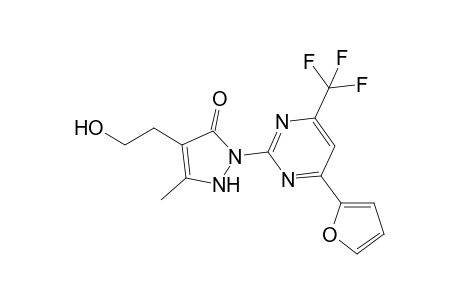 2-[4-(2-furanyl)-6-(trifluoromethyl)-2-pyrimidinyl]-4-(2-hydroxyethyl)-5-methyl-1H-pyrazol-3-one