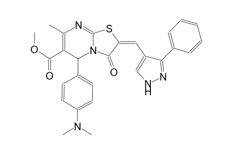 methyl (2E)-5-[4-(dimethylamino)phenyl]-7-methyl-3-oxo-2-[(3-phenyl-1H-pyrazol-4-yl)methylene]-2,3-dihydro-5H-[1,3]thiazolo[3,2-a]pyrimidine-6-carboxylate