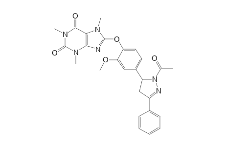 1-Acetyl-5-((4-(2,6-dioxo-1,3,7-trimethyl-2,3,6,7-tetrahydro-1H-purine-8-yl)oxy)-3-methoxyphenyl)-3-phenyl-4,5-dihydro-1H-pyrazole
