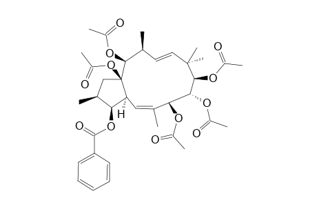 EUPHOMELLIFERENE_A;3-BETA-BENZOYLOXY-7-BETA,8-BETA,9-ALPHA,14-BETA,15-BETA-PENTACETOXY-2-ALPHA-H,13-ALPHA-H-JATROPHA-5-E,11-E-DIENE