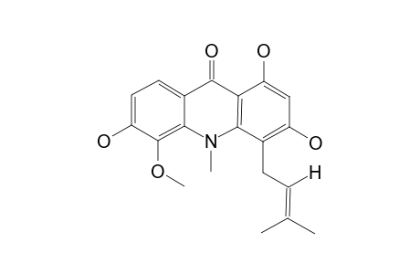 1,3,6-trihydroxy-5-methoxy-10-methyl-4-(3-methylbut-2-enyl)acridin-9-one