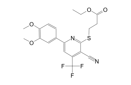 ethyl 3-{[3-cyano-6-(3,4-dimethoxyphenyl)-4-(trifluoromethyl)-2-pyridinyl]sulfanyl}propanoate