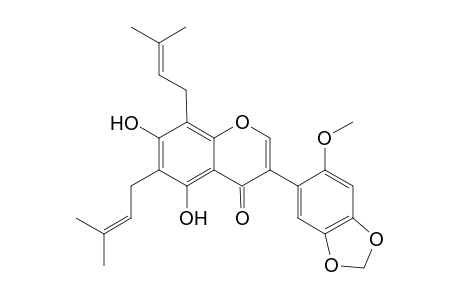 Euchrenone B4 [5,7-dihydroxy-2'-methoxy-4',5'-methylenedioxy-6,8-di(.gamma.,.gamma.-dimethylallyl)-isoflavanone]