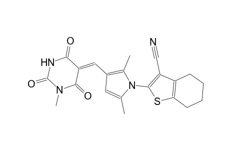 2-{2,5-dimethyl-3-[(Z)-(1-methyl-2,4,6-trioxotetrahydro-5(2H)-pyrimidinylidene)methyl]-1H-pyrrol-1-yl}-4,5,6,7-tetrahydro-1-benzothiophene-3-carbonitrile