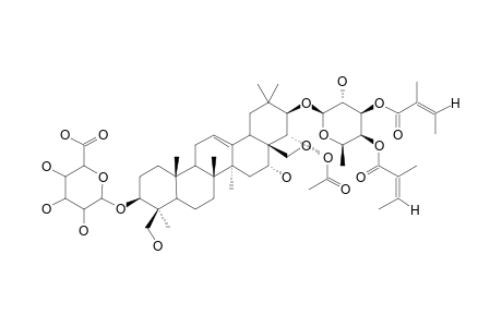 22-O-Acetyl-21-O-(3',4'-di-O-angeloyl).beta.-D-fucopyranosyl-protoaescigenin-3-O.beta.-D-glucuronopyranoside