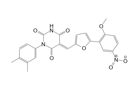 (5E)-1-(3,4-dimethylphenyl)-5-{[5-(2-methoxy-5-nitrophenyl)-2-furyl]methylene}-2,4,6(1H,3H,5H)-pyrimidinetrione