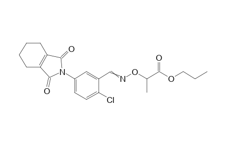 Propanoic acid, 2-[[[[2-chloro-5-(1,3,4,5,6,7-hexahydro-1,3-dioxo-2H-isoindol-2-yl)phenyl]methylene]amino]oxy]-, propyl ester