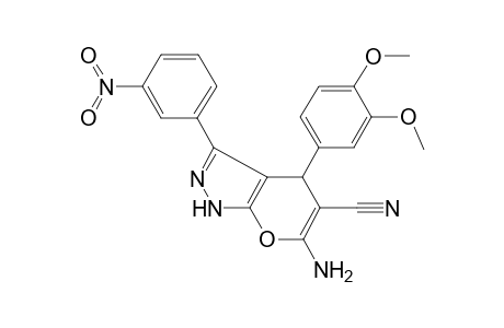 6-Amino-4-(3,4-dimethoxyphenyl)-3-(3-nitrophenyl)-2,4-dihydropyrano[2,3-c]pyrazole-5-carbonitrile