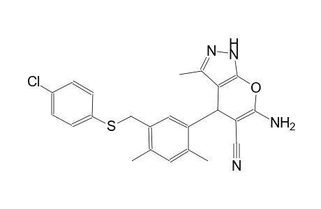 6-amino-4-(5-{[(4-chlorophenyl)sulfanyl]methyl}-2,4-dimethylphenyl)-3-methyl-1,4-dihydropyrano[2,3-c]pyrazole-5-carbonitrile