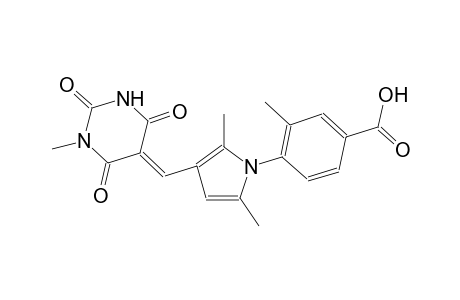 4-{2,5-dimethyl-3-[(E)-(1-methyl-2,4,6-trioxotetrahydro-5(2H)-pyrimidinylidene)methyl]-1H-pyrrol-1-yl}-3-methylbenzoic acid