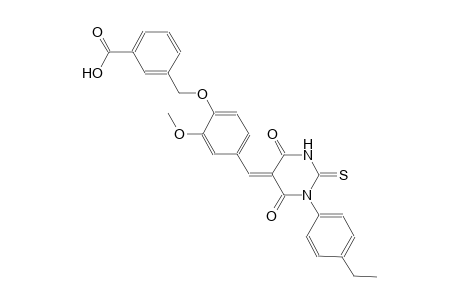 3-({4-[(E)-(1-(4-ethylphenyl)-4,6-dioxo-2-thioxotetrahydro-5(2H)-pyrimidinylidene)methyl]-2-methoxyphenoxy}methyl)benzoic acid