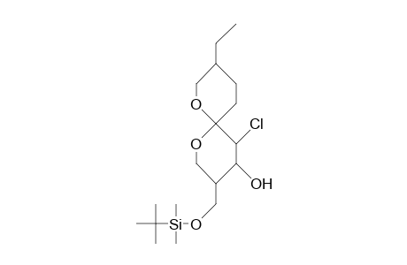 3-(<T-Butyl-dimethyl>-siloxy)-methyl-5-chloro-9-ethyl-1,7-dioxa-spiro(5.5)undecan-4-ol
