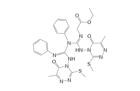 Glycine, N-[[[6-methyl-3-(methylthio)-5-oxo-1,2,4-triazin-4(5H)-yl]amino][[[[6-methyl-3-(methylthio)-5-oxo-1,2,4-triazin-4(5H)-yl]amino](phenylimino)methyl]phenylamino]methylene]-, ethyl ester