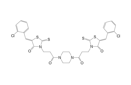 (5Z)-5-(2-chlorobenzylidene)-3-[3-(4-{3-[(5Z)-5-(2-chlorobenzylidene)-4-oxo-2-thioxo-1,3-thiazolidin-3-yl]propanoyl}-1-piperazinyl)-3-oxopropyl]-2-thioxo-1,3-thiazolidin-4-one