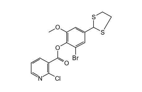 2-chloronicotinic acid, 2-bromo-4-(1,3-dithiolan-2-yl)-6-methoxyphenyl ester