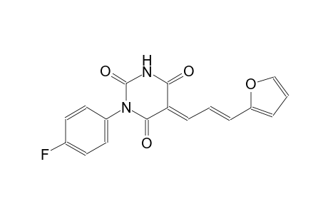 (5E)-1-(4-fluorophenyl)-5-[(2E)-3-(2-furyl)-2-propenylidene]-2,4,6(1H,3H,5H)-pyrimidinetrione