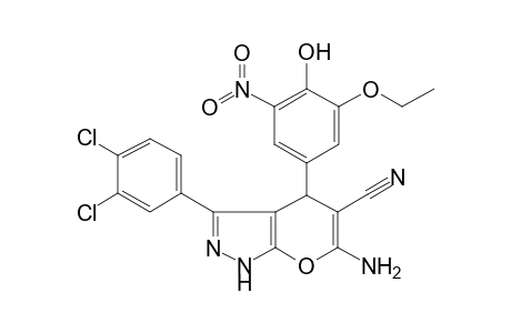 6-Amino-3-(3,4-dichlorophenyl)-4-(3-ethoxy-4-hydroxy-5-nitro-phenyl)-2,4-dihydropyrano[2,3-c]pyrazole-5-carbonitrile