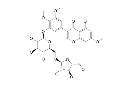 5-HYDROXY-7,4',5'-TRIMETHOXY-ISOFLAVONE-3'-O-ALPHA-L-ARABINOFURANOSYL-(1->6)-BETA-D-GLUCOPYRANOSIDE