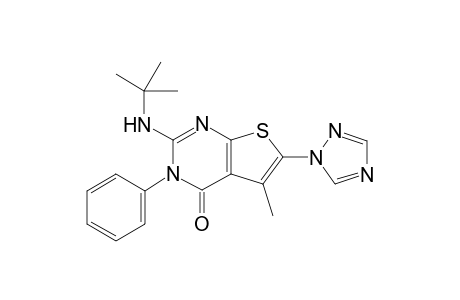 2-(tert-Butylamino)-5-methyl-3-phenyl-6-(1H-1,2,4-triazol-1-yl)thieno[2,3-d]pyrimidin-4(3H)-one