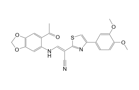 (2E)-3-[(6-acetyl-1,3-benzodioxol-5-yl)amino]-2-[4-(3,4-dimethoxyphenyl)-1,3-thiazol-2-yl]-2-propenenitrile