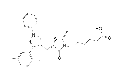 6-((5Z)-5-{[3-(2,5-dimethylphenyl)-1-phenyl-1H-pyrazol-4-yl]methylene}-4-oxo-2-thioxo-1,3-thiazolidin-3-yl)hexanoic acid
