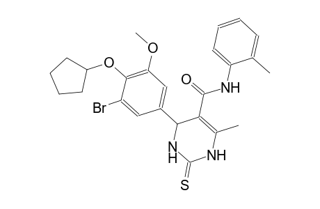 4-[3-bromo-4-(cyclopentyloxy)-5-methoxyphenyl]-6-methyl-N-(2-methylphenyl)-2-thioxo-1,2,3,4-tetrahydro-5-pyrimidinecarboxamide