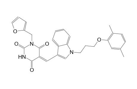 (5Z)-5-({1-[3-(2,5-dimethylphenoxy)propyl]-1H-indol-3-yl}methylene)-1-(2-furylmethyl)-2,4,6(1H,3H,5H)-pyrimidinetrione